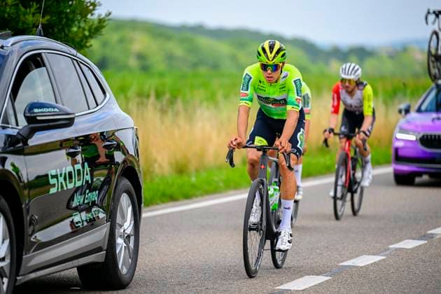 Tour de Wallonie 2025 Stage 1 NASSOGNE, BELGIUM - JULY 26 : Desal Ceriel (BEL) of Wagner Bazin WB in action during stage 1 of the 30th edition of Tour de Wallonie an UCI ProSeries 2.Pro cycling road race stage for Men Elite of 182 km with start in Nassogne and finish in Nassogne on July 26, 2025 in Nassogne, Belgium, 26 07 2025 ( Motordriver Pieter Van Herzele - Nassogne Belgium  Copyright: xTomasxSiskx