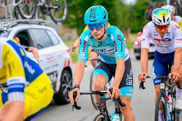 Tour de Wallonie 2025 Stage 1 NASSOGNE, BELGIUM - JULY 26 : Rider of VF Group - Bardiani CSF - Faizane in action during stage 1 of the 30th edition of Tour de Wallonie an UCI ProSeries 2.Pro cycling road race stage for Men Elite of 182 km with start in Nassogne and finish in Nassogne on July 26, 2025 in Nassogne, Belgium, 26 07 2025 ( Motordriver Pieter Van Herzele - Nassogne Belgium  Copyright: xTomasxSiskx