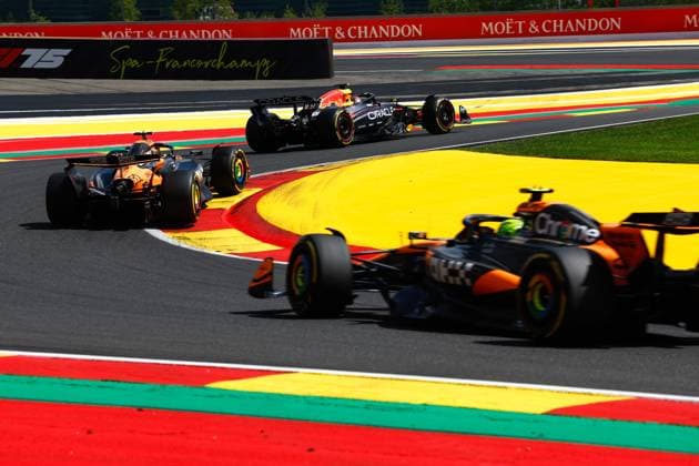 1 Max Verstappen (NLD, Oracle Red Bull Racing), 81 Oscar Piastri (AUS, McLaren F1 Team), 4 Lando Norris (GBR, McLaren F1 Team), F1 Grand Prix of Belgium at Circuit de Spa-Francorchamps on July 26, 2025 in Spa-Francorchamps, Belgium. (Photo by HOCH ZWEI) Spa-Francorchamps Belgium