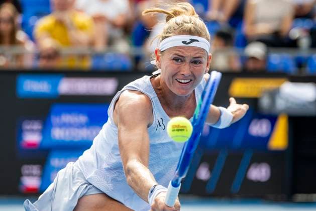 Czech tennis player Marie Bouzkova playes against Czech Linda Noskova at the WTA, Tennis Damen Livesport Prague Open 2025 women s singles final on the courts of TK Sparta Prague, in Prague, Czech Republic, on July 26, 2025. (CTKxPhoto OndrejxDeml) CTKPhotoP2025072603713  CTKPhotoP2025072603713