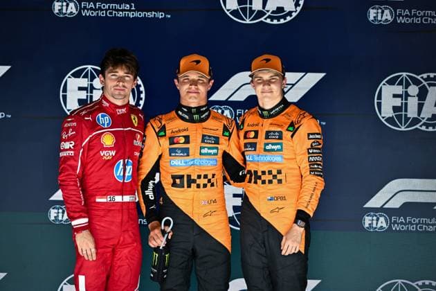 16 Charles Leclerc (MCO, Scuderia Ferrari HP), 4 Lando Norris (GBR, McLaren F1 Team), 81 Oscar Piastri (AUS, McLaren F1 Team), F1 Grand Prix of Belgium at Circuit de Spa-Francorchamps on July 26, 2025 in Spa-Francorchamps, Belgium. (Photo by HOCH ZWEI) Spa-Francorchamps Belgium