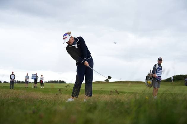 26th July 2025; Dundonald Links, Irvine, Scotland ISPS HANDA Womens Scottish Open Golf Round 3; Nanna Koerstz Madsen hits from the rough  AlecxBrown
