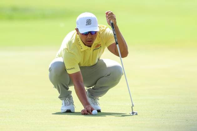 July 26th, 2025: Kurt Kitayama of the United States lines up his putt on the 12th during the third round of the 3M Open 2025 at TPC Twin Cities on July 26th, 2025 in Blaine, Minnesota. -CSM Blaine USA - ZUMAc04_ 20250726_zma_c04_013 Copyright: xStevenxGarciax