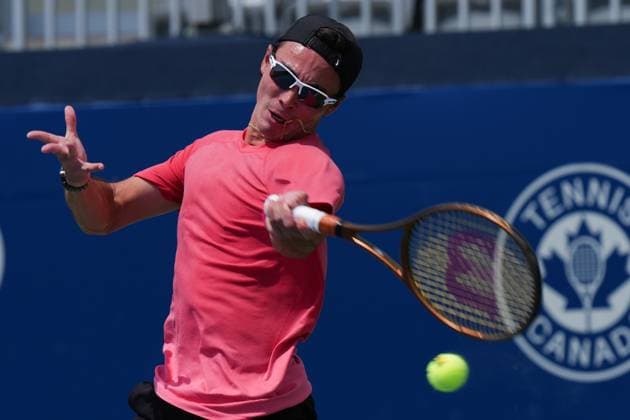 National Bank Open 2025 - Day 1 TORONTO, CANADA - JULY 26 : Justin Boulais of Canada in action against James Duckworth of Australia during the qualifying match on day one of the 2025 National Bank Open in Toronto, Ontario, Canada on July 26, 2025. Mert Alper Dervis Anadolu Ontario Canada. Editorial use only. Please get in touch for any other usage.  Copyright: x2025xAnadoluxMertxAlperxDervisx