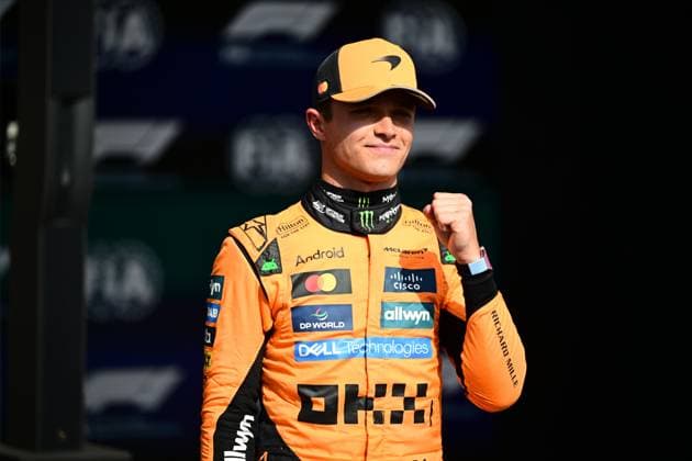 F1 Grand Prix of Belgium - Sprint & Qualifying Lando Norris of the McLaren F1 Team celebrates during the qualifying of the Belgian GP, the 15th round of the Formula 1 World Championship, WM, Weltmeisterschaft at Spa-Francorchamps Circuit in Malmedy, Wallonia, Belgium, on July 26, 2025. Malmedy Vallonia Belgium  Copyright: xAndreaxDiodatox originalFilename:diodato-formula1250726_np9a1.jpg