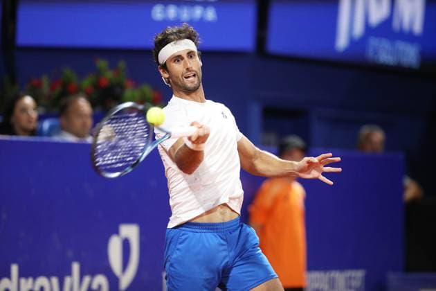 Umag, Croatia, 260725. Goran Ivanisevic Stadium. 35. Plava Laguna Croatia Open Umag. Final tennis match between Carlos Taberner - Luciano Darderi. In the photo: Carlos Taberner. Photo: Goran Sebelic CROPIX Copyright: xxGoranxSebelicx taberner_darderi9-260725