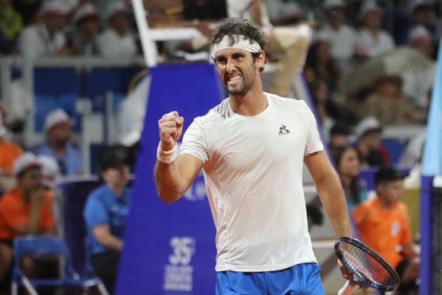 Umag, Croatia, 260725. Goran Ivanisevic Stadium. 35. Plava Laguna Croatia Open Umag. Final tennis match between Carlos Taberner - Luciano Darderi. In the photo: Carlos Taberner. Photo: Goran Sebelic CROPIX Copyright: xxGoranxSebelicx taberner_darderi20-260725