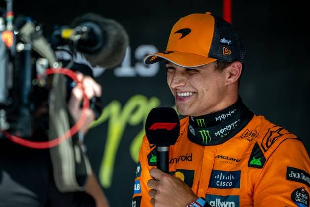 STAVELOT, BELGIUM: Lando Norris, racing for the McLaren F1 team during the 2025 Formula 1 Belgian Grand Prix at the Circuit de Spa-Francorchamps in Stavelot, Belgium