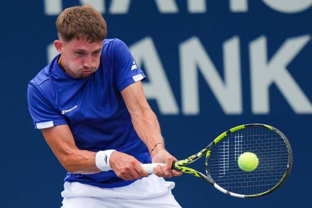 National Bank Open 2025 - Day 1 TORONTO, CANADA - JULY 26 : Ugo Blanchet of France in action against Tseng Chun-hsin of Taiwan during the qualifying match on day one of the 2025 National Bank Open in Toronto, Ontario, Canada on July 26, 2025. Mert Alper Dervis Anadolu Ontario Canada. Editorial use only. Please get in touch for any other usage.  Copyright: x2025xAnadoluxMertxAlperxDervisx