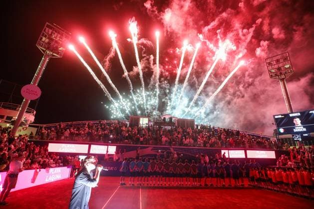 Umag, Croatia, 260725. 35th Plava Laguna Croatia Open Umag. Final. Trophy ceremony. In the photo: fireworks. Photo: Goran Sebelic CROPIX Copyright: xxGoranxSebelicx atp_finale24-260725