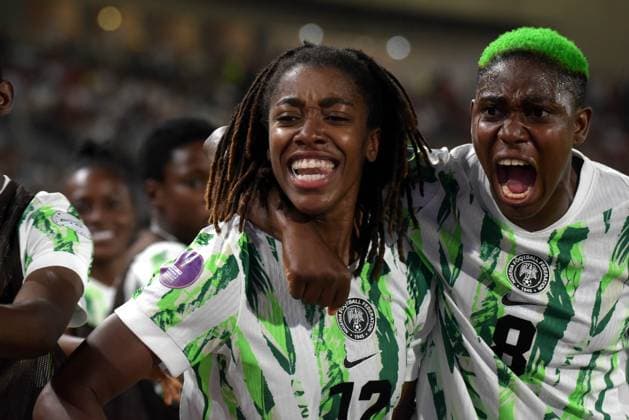 RABAT, MOROCCO - JULY 26: Asisat Oshoala and Onyi Echegini of Nigeria during the 2025 Women s Africa Cup of Nations (WAFCON) Finals match between Morocco and Nigeria at Stade Olympique de Rabat on July 26, 2025 in Rabat, Morocco. Photo by Mansa Ayoola Copyright: xx