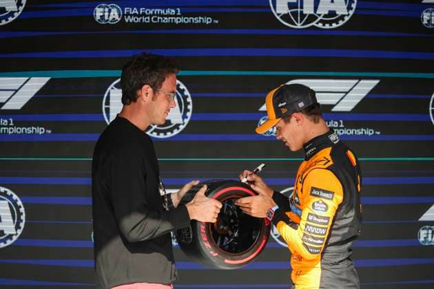 F1 Grand Prix Of Belgium - Qualifying Lando Norris of Great Britain driver of McLaren F1 team with the Pole Position Award after the qualifying session ahead of the Formula 1 Belgian Grand Prix at Spa-Francorchamps circuit in Spa, Belgium on July 26, 2025. Spa Belgium  Copyright: xNicolasxEconomoux originalFilename:economou-notitle250726_npwhl.jpg