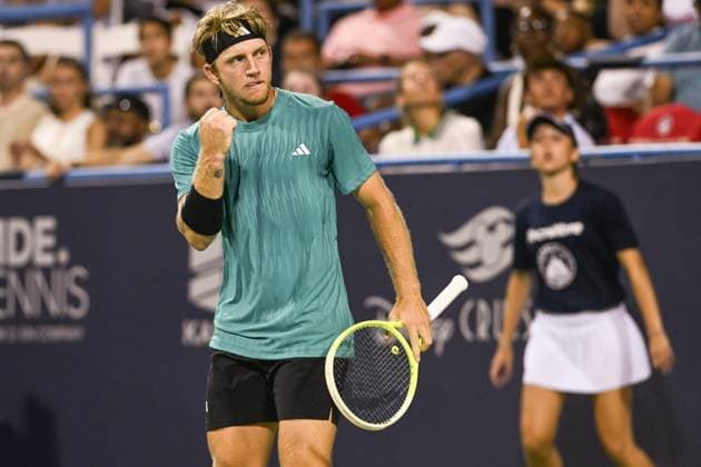 July 26, 2025, Washington, D.C, U.S: ALEJANDRO DAVIDOVICH FOKINA celebrates during his semifinal match against Ben Shelton at the Rock Creek Tennis Center. Washington U.S - ZUMAg196 20250726_zap_g196_029 Copyright: xKylexGustafsonx