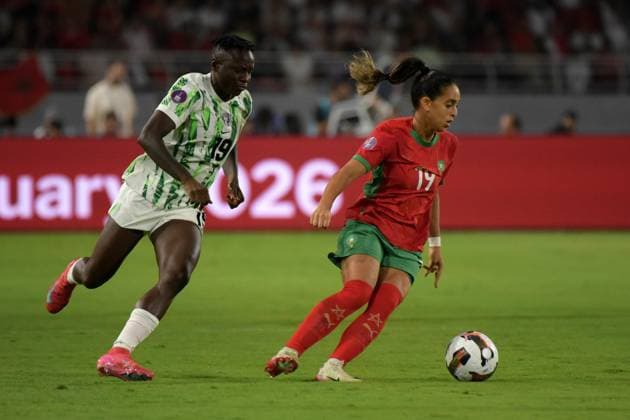RABAT, MOROCCO - JULY 26: Sakina Diki of Morocco and Chinwendu Ihezuo of Nigeria during the 2025 Women s Africa Cup of Nations (WAFCON) Finals match between Morocco and Nigeria at Stade Olympique de Rabat on July 26, 2025 in Rabat, Morocco. Photo by Mansa Ayoola Copyright: xx