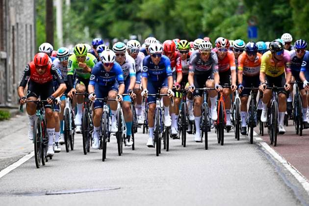 Tour de Wallonie 2025 Stage 2 SAMBREVILLE, BELGIUM - JULY 27 : illustration picture peloton during stage 2 of the 30th edition of Tour de Wallonie an UCI ProSeries 2.Pro cycling road race stage for Men Elite of 153.7 km with start in Huy and finish in Sambreville on July 27, 2025 in Sambreville, Belgium, 27 07 2025 ( Motordriver Pieter Van Herzele - Sambreville Belgium  Copyright: xTomasxSiskx