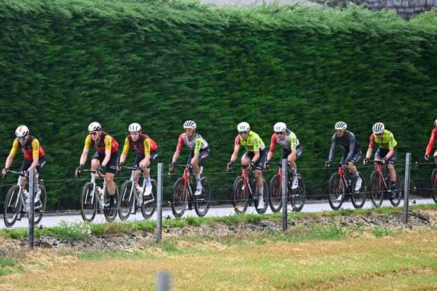 Tour de Wallonie 2025 Stage 2 SAMBREVILLE, BELGIUM - JULY 27 : riders of Intermarche - Wanty during stage 2 of the 30th edition of Tour de Wallonie an UCI ProSeries 2.Pro cycling road race stage for Men Elite of 153.7 km with start in Huy and finish in Sambreville on July 27, 2025 in Sambreville, Belgium, 27 07 2025 ( Motordriver Pieter Van Herzele - Sambreville Belgium  Copyright: xTomasxSiskx