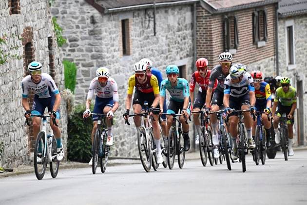 Tour de Wallonie 2025 Stage 2 SAMBREVILLE, BELGIUM - JULY 27 : Borgo Alessandro of Bahrain - Victorious during stage 2 of the 30th edition of Tour de Wallonie an UCI ProSeries 2.Pro cycling road race stage for Men Elite of 153.7 km with start in Huy and finish in Sambreville on July 27, 2025 in Sambreville, Belgium, 27 07 2025 ( Motordriver Pieter Van Herzele - Sambreville Belgium  Copyright: xTomasxSiskx