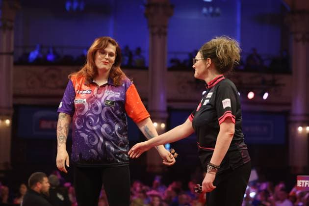 27 07 2025. World Matchplay Darts Noa-Lynn van Leuven during the Betfred World Matchplay Darts at Winter Gardens, Blackpool, United Kingdom on 27 July 2025. Blackpool Winter Gardens United Kingdom Editorial use only , Copyright: xChrisxSargeantx PSI-22384-0051