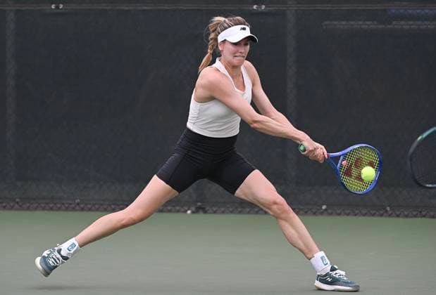 July 27, 2025, Montreal, Pq, Canada: Eugenie Bouchard, of Canada, plays a shot during a practice session at the National Bank Open tennis tournament in Montreal, Sunday, July 27, 2025. Eugenie Bouchard, - ZUMAc35_ 20250727_zaf_c35_009 Copyright: xGrahamxHughesx