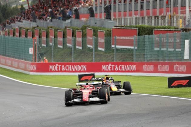 Stavelot, Belgien 24.- 27. Juli 2025: FIA - Formel 1 - WM - Großer Preis Belgien - Circuit de Spa-Francorchamps - 2025 - Rennen Sonntag Im Bild: Charles Leclerc (MCO) vor Max Verstappen (NLD) Circuit de Spa-Francorchamps Copyright: xFotostandx xHorstxBernhardtx