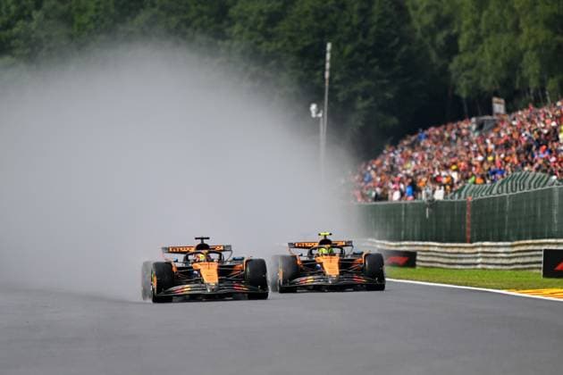 Formel 1 GP Spa Belgien. Sonntag, 27.07.2025 Oscar Piastri 81, McLaren Formula 1 Team und Lando Norris 4, McLaren Formula 1 Team Rennstart; Formel 1 GP Spa Belgien. Sonntag, 27.07.2025 Copyright: xBEAUTIFULxSPORTS Erlhofx