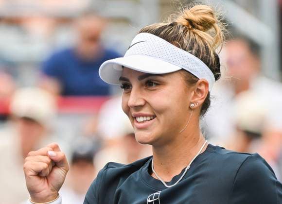 July 27, 2025, Montreal, Pq, Canada: Jaqueline Cristian, of Romania, reacts following her win over Marina Stakusic, of Canada, in their first round match at the National Bank Open tennis tournament in Montreal, Sunday, July 27, 2025. Marina Stakusic, Jaqueline Cristian, - ZUMAc35_ 20250727_zaf_c35_010 Copyright: xGrahamxHughesx