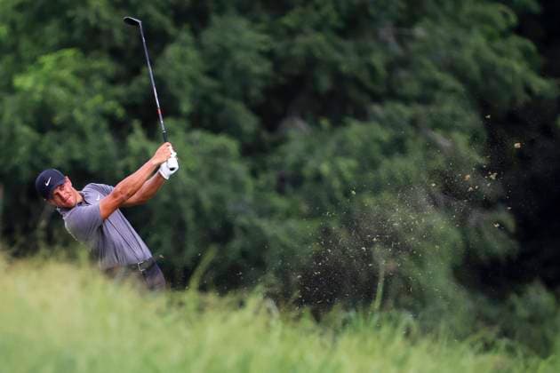 July 27, 2025, Blaine, Minnesota, United States: CAMERON CHAMP hits a drive at hole five on the fourth and final day of competition at the 2025 PGA, Golf Herren 3M Open at TPC Twin Cities. Blaine United States - ZUMAt166 20250727_zsp_t166_003 Copyright: xMichaelxTurnerx