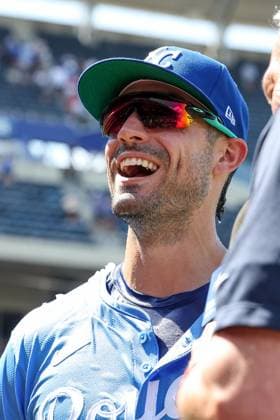 July 27, 2025: Kansas City Royals right fielder Randal Grichuk (15) laughs after being doused by teammates after their win over the Cleveland Guardians at Kauffman Stadium in Kansas City, MO. CSM Kansas City United States of America - ZUMAc04_ 20250727_zma_c04_172 Copyright: xDavidxSmithx