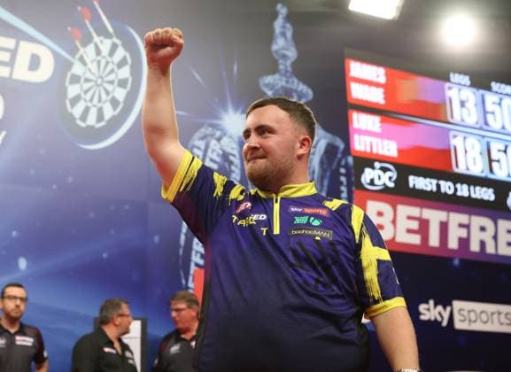 Sport Bilder des Tages 27 07 2025. World Matchplay Darts Luke Littler during the Betfred World Matchplay Darts at Winter Gardens, Blackpool, United Kingdom on 27 July 2025. Blackpool Winter Gardens United Kingdom Editorial use only , Copyright: xChrisxSargeantx PSI-22384-0159