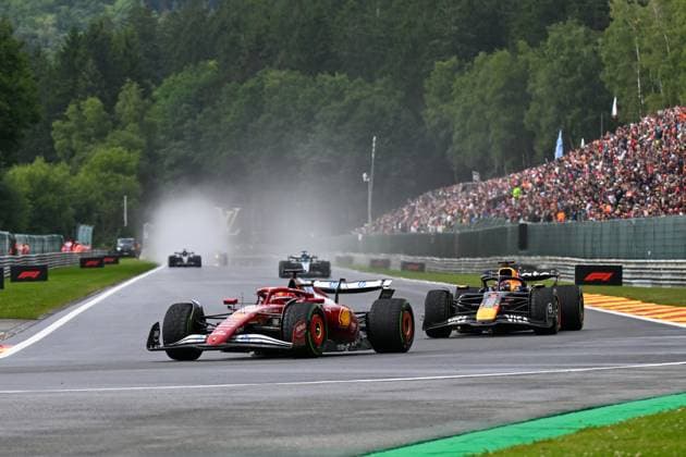 Formel 1 GP Spa Belgien. Sonntag, 27.07.2025 Charles Leclerc 16, Scuderia Ferrari und Max Verstappen 1, Oracle Red Bull Racing; Formel 1 GP Spa Belgien. Sonntag, 27.07.2025 Copyright: xBEAUTIFULxSPORTS Erlhofx