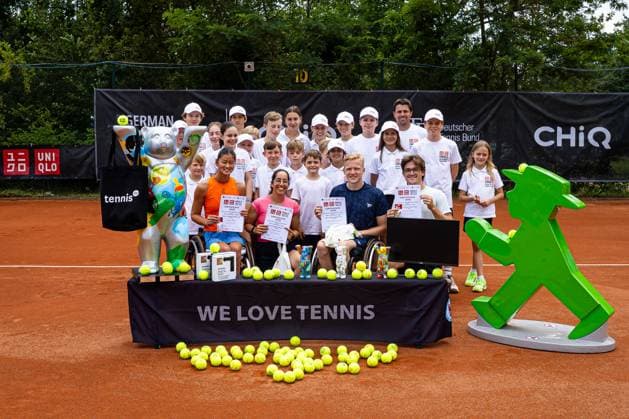 Siegerehrungen: Maylee PHELPS (USA), Maayan ZIKRI (ISR), Anderson PARKER (AUS) und Robin GROENEWOUD (NED), 35. German Open - Beate Loddenkemper Trophy 2025 - Finaltag, Berlin, SV Zehlendorfer Wespen, 27.07.2025, Copyright: xClaudioxGärtnerx