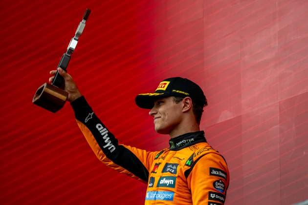 STAVELOT, BELGIUM: Lando Norris, racing for the McLaren F1 team during the 2025 Formula 1 Belgian Grand Prix at the Circuit de Spa-Francorchamps in Stavelot, Belgium