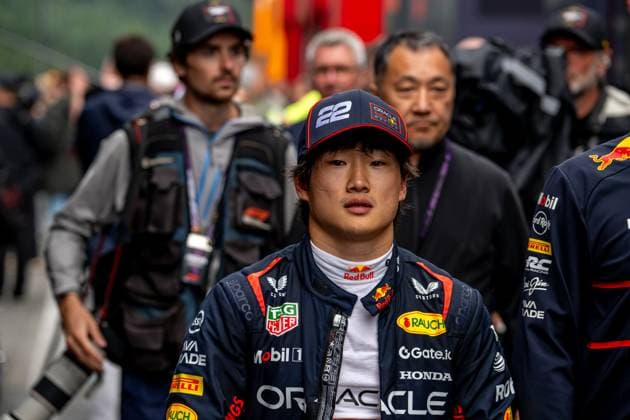STAVELOT, BELGIUM: Yuki Tsunoda, racing for the Red Bull Racing team during the 2025 Formula 1 Belgian Grand Prix at the Circuit de Spa-Francorchamps in Stavelot, Belgium