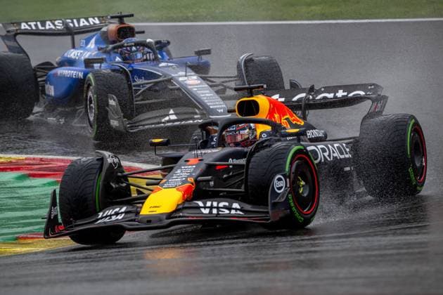 STAVELOT, BELGIUM: Max Verstappen, racing for the Red Bull Racing team during the 2025 Formula 1 Belgian Grand Prix at the Circuit de Spa-Francorchamps in Stavelot, Belgium