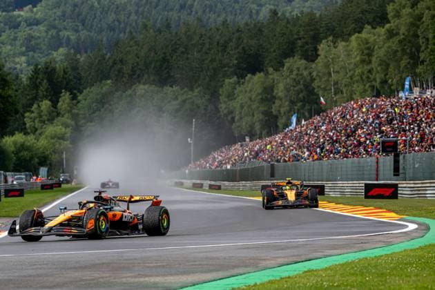 STAVELOT, BELGIUM: Oscar Piastri, racing for the McLaren F1 team during the 2025 Formula 1 Belgian Grand Prix at the Circuit de Spa-Francorchamps in Stavelot, Belgium
