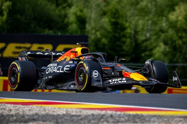 STAVELOT, BELGIUM: Max Verstappen, racing for the Red Bull Racing team during the 2025 Formula 1 Belgian Grand Prix at the Circuit de Spa-Francorchamps in Stavelot, Belgium