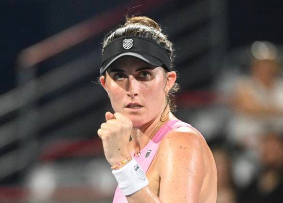 July 27, 2025, Montreal, Pq, Canada: Rebecca Marino, of Canada, reacts during her first round match against Elsa Jacquemot, of France, at the National Bank Open tennis tournament in Montreal, Sunday, July 27, 2025. Rebecca Marino, Elsa Jacquemot, - ZUMAc35_ 20250727_zaf_c35_093 Copyright: xGrahamxHughesx