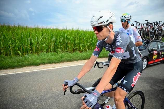 Tour de Wallonie 2025 Stage 3 ANTOING, BELGIUM - JULY 28 : Rider of Alpecin - Deceuninck in action during stage 3 of the 30th edition of Tour de Wallonie an UCI ProSeries 2.Pro cycling road race stage for Men Elite of 165.3 km with start in Estinnes and finish in Antoing on July 28, 2025 in Antoing, Belgium, 28 07 2025 ( Motordriver Pieter Van Herzele - Antoing Belgium  Copyright: xTomasxSiskx