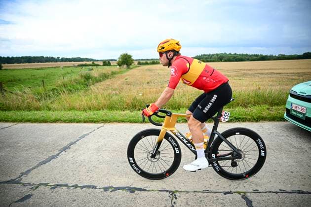 Tour de Wallonie 2025 Stage 3 ANTOING, BELGIUM - JULY 28 : Tiller Rasmus of Uno-X Mobility in action uring stage 3 of the 30th edition of Tour de Wallonie an UCI ProSeries 2.Pro cycling road race stage for Men Elite of 165.3 km with start in Estinnes and finish in Antoing on July 28, 2025 in Antoing, Belgium, 28 07 2025 ( Motordriver Pieter Van Herzele - Antoing Belgium  Copyright: xTomasxSiskx