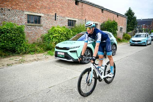 Tour de Wallonie 2025 Stage 3 ANTOING, BELGIUM - JULY 28 : Borgo Alessandro of Bahrain - Victorious in action during stage 3 of the 30th edition of Tour de Wallonie an UCI ProSeries 2.Pro cycling road race stage for Men Elite of 165.3 km with start in Estinnes and finish in Antoing on July 28, 2025 in Antoing, Belgium, 28 07 2025 ( Motordriver Pieter Van Herzele - Antoing Belgium  Copyright: xTomasxSiskx