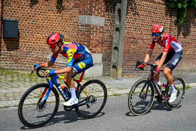 Tour de Wallonie 2025 Stage 3 ANTOING, BELGIUM - JULY 28 : Orins Robin of Lotto in action, Rider of Lidl - Trek during stage 3 of the 30th edition of Tour de Wallonie an UCI ProSeries 2.Pro cycling road race stage for Men Elite of 165.3 km with start in Estinnes and finish in Antoing on July 28, 2025 in Antoing, Belgium, 28 07 2025 ( Motordriver Pieter Van Herzele - Antoing Belgium  Copyright: xTomasxSiskx