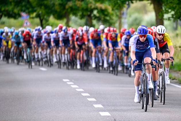 Tour de Wallonie 2025 Stage 3 ANTOING, BELGIUM - JULY 28 : Van Tricht Floris of Israel - Premier Tech leading the peloton during stage 3 of the 30th edition of Tour de Wallonie an UCI ProSeries 2.Pro cycling road race stage for Men Elite of 165.3 km with start in Estinnes and finish in Antoing on July 28, 2025 in Antoing, Belgium, 28 07 2025 ( Motordriver Pieter Van Herzele - Antoing Belgium  Copyright: xTomasxSiskx
