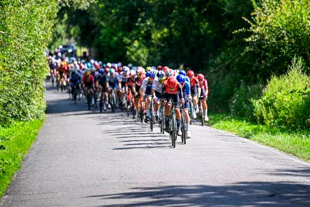 Tour de Wallonie 2025 Stage 3 ANTOING, BELGIUM - JULY 28 : Illustration picture of the peloton during stage 3 of the 30th edition of Tour de Wallonie an UCI ProSeries 2.Pro cycling road race stage for Men Elite of 165.3 km with start in Estinnes and finish in Antoing on July 28, 2025 in Antoing, Belgium, 28 07 2025 ( Motordriver Pieter Van Herzele - Antoing Belgium  Copyright: xTomasxSiskx