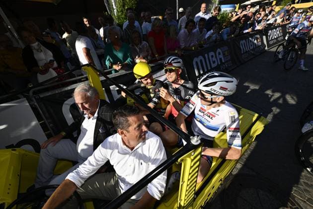 the Natourcriterium Aalst cycling event, Monday 28 July 2025 in Aalst. The traditional criteriums are local showcases for which mainly cyclists who rode the Tour de France are invited. ERICxLALMAND  x130205136x