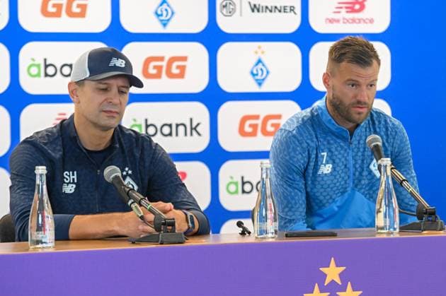 2025.07.28 Lublin Pilka nozna Liga Mistrzow UEFA sezon 2025 2026 Konferencja prasowa przed meczem Dinamo Kijow - Hamrun Spartans N z Oleksandr Shovkovskyi Andriy Yarmolenko Foto Wojciech Szubartowski PressFocus 2025.07.28 Lublin Football UEFA Champions League season 2025 2026 press conference, PK, Pressekonferenz before match Dinamo Kyiv - Hamrun Spartans Oleksandr Shovkovskyi Andriy Yarmolenko Credit: Wojciech Szubartowski PressFocus NEWSPIX.PL --- newspix.pl 