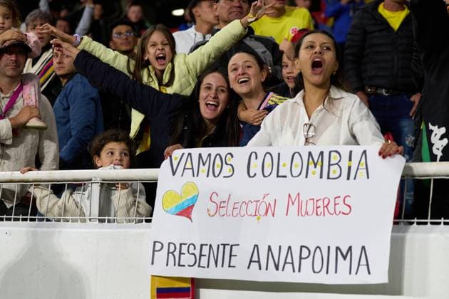 Colombian fans celebrate semifinals win over Argentina of the Copa America Feminina 2025 between Argentina and Colombia at Rodrigo Paz Delgado Stadium on July 28, 2025 in Quito, Ecuador (Photo by Camilla Stolen, Imago) Quito Ecuador Copyright: xCamillaxStolenx L1046936