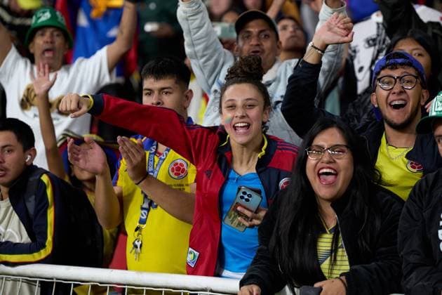 Colombian fans celebrate semifinals win over Argentina of the Copa America Feminina 2025 between Argentina and Colombia at Rodrigo Paz Delgado Stadium on July 28, 2025 in Quito, Ecuador (Photo by Camilla Stolen, Imago) Quito Ecuador Copyright: xCamillaxStolenx L1046977