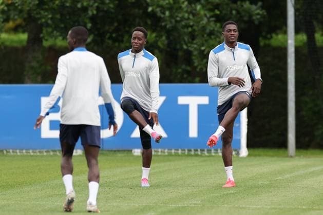 Djeidi Gassama & Nasser Djiga training ahead of tomorrow s Champions League second leg qualifying match against Panathinaikos. Rangers Training - The Rangers Training Centre, Glasgow, Lanarkshire, Scotland, UK - 29 Jul 2025Glasgow The Rangers Training Centre Lanarkshire United Kingdom  Copyright: xO Rourke RangersxFC Shutterstockx 15419009u