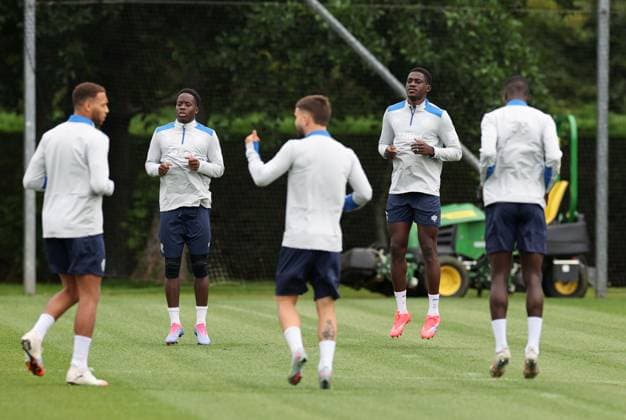 Djeidi Gassama & Nasser Djiga training ahead of tomorrow s Champions League second leg qualifying match against Panathinaikos. Rangers Training - The Rangers Training Centre, Glasgow, Lanarkshire, Scotland, UK - 29 Jul 2025Glasgow The Rangers Training Centre Lanarkshire United Kingdom  Copyright: xO Rourke RangersxFC Shutterstockx 15419009y