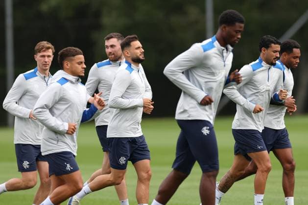 Nedim Bajrami and his team mates training ahead of tomorrow s Champions League second leg qualifying match against Panathinaikos. Rangers Training - The Rangers Training Centre, Glasgow, Lanarkshire, Scotland, UK - 29 Jul 2025Glasgow The Rangers Training Centre Lanarkshire United Kingdom  Copyright: xO Rourke RangersxFC Shutterstockx 15419009ak